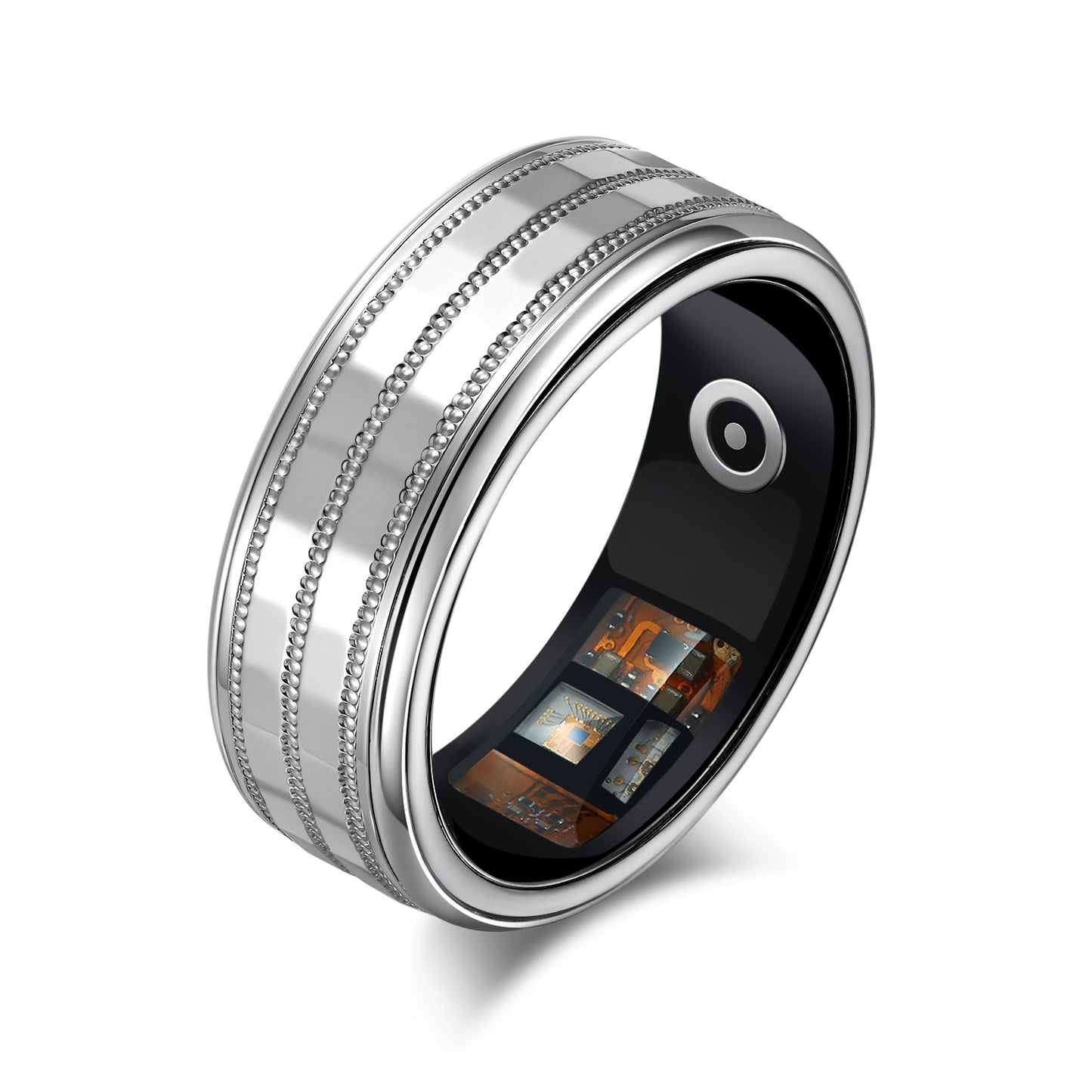 Titanium Fitness Smart Ring with Temperature and Heart Rate Sensors